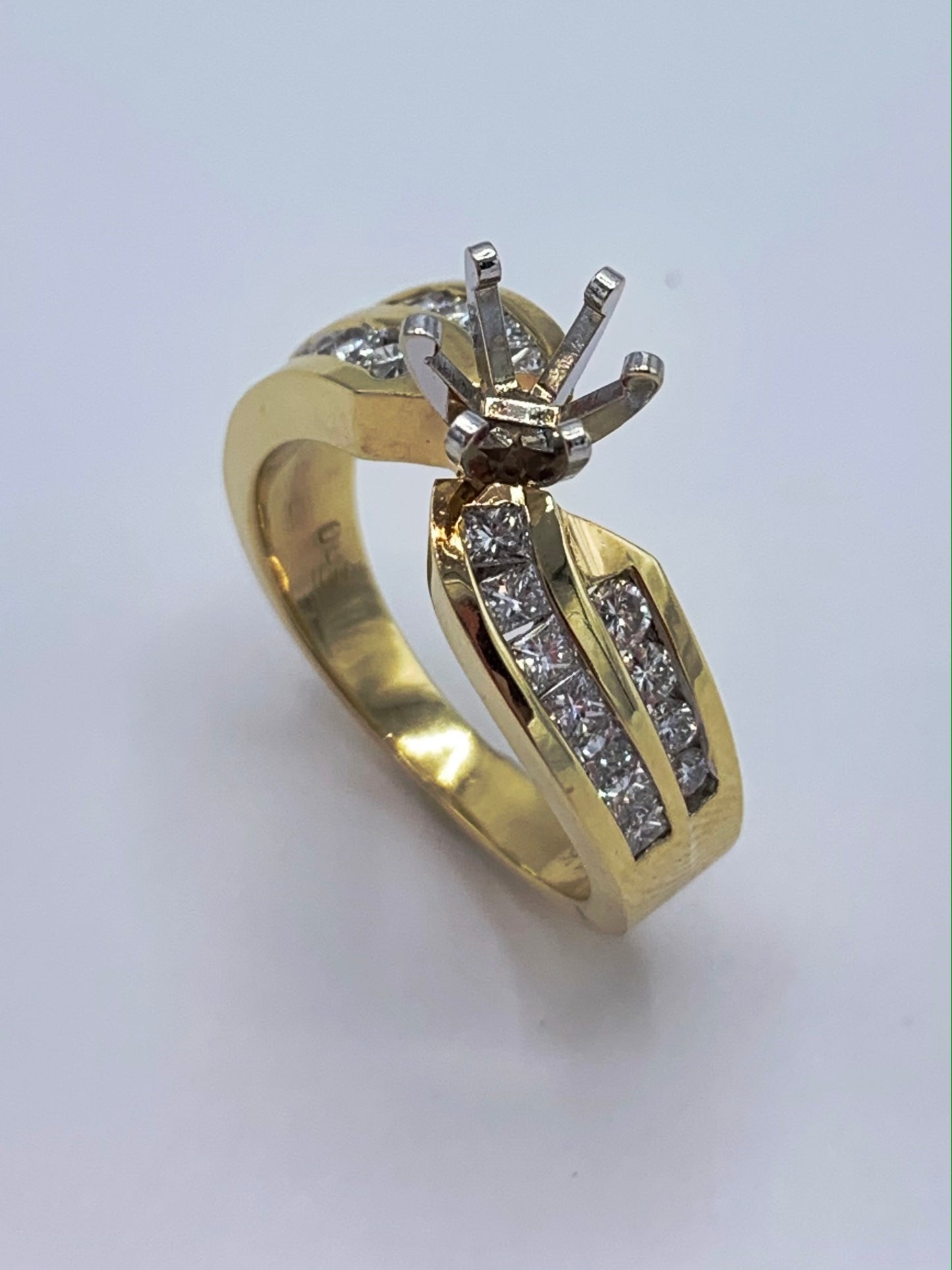 1 TCW Princess and Round Diamond Semi-Mount Wedding or Anniversary Band
