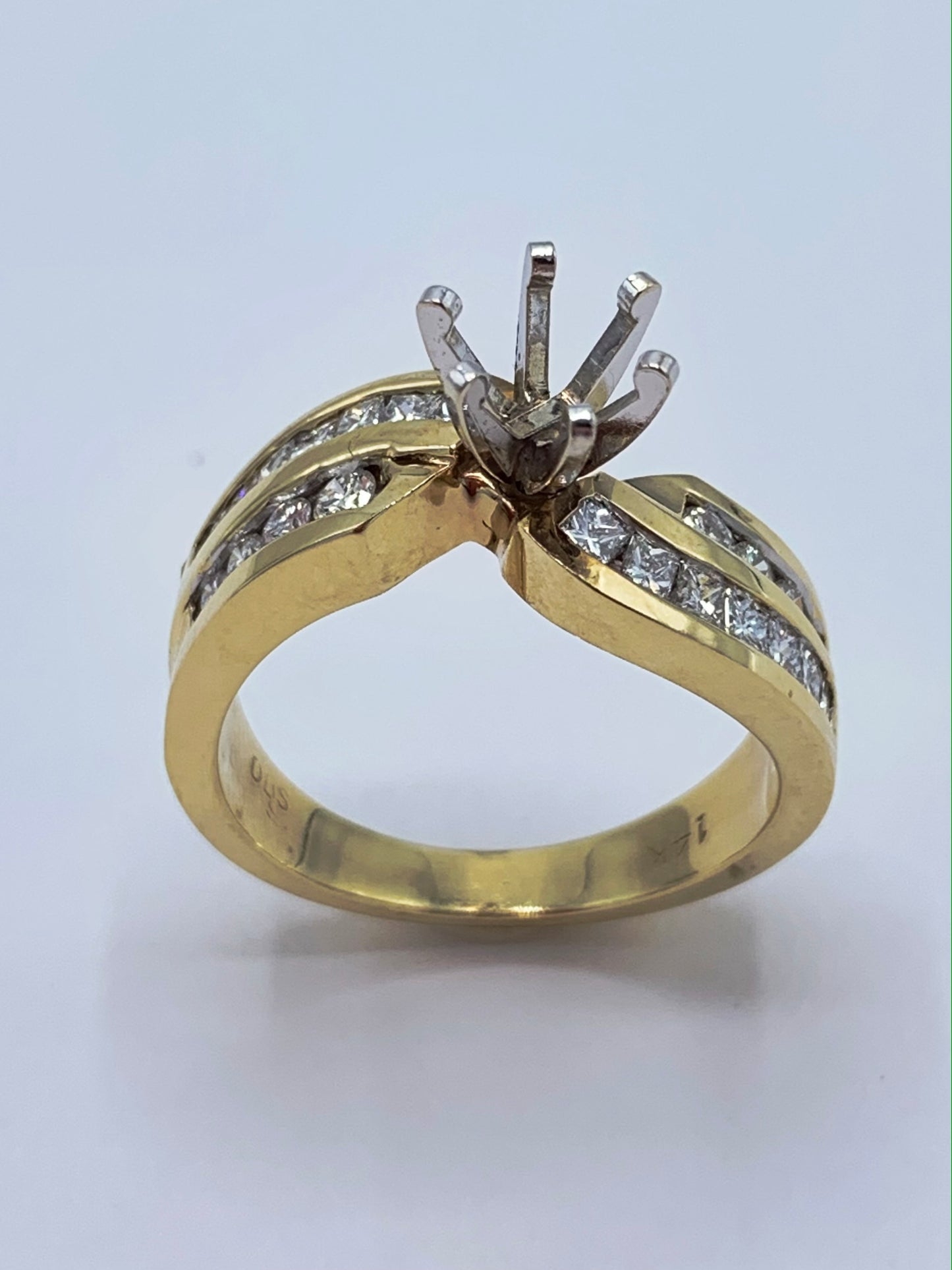 1 TCW Princess and Round Diamond Semi-Mount Wedding or Anniversary Band