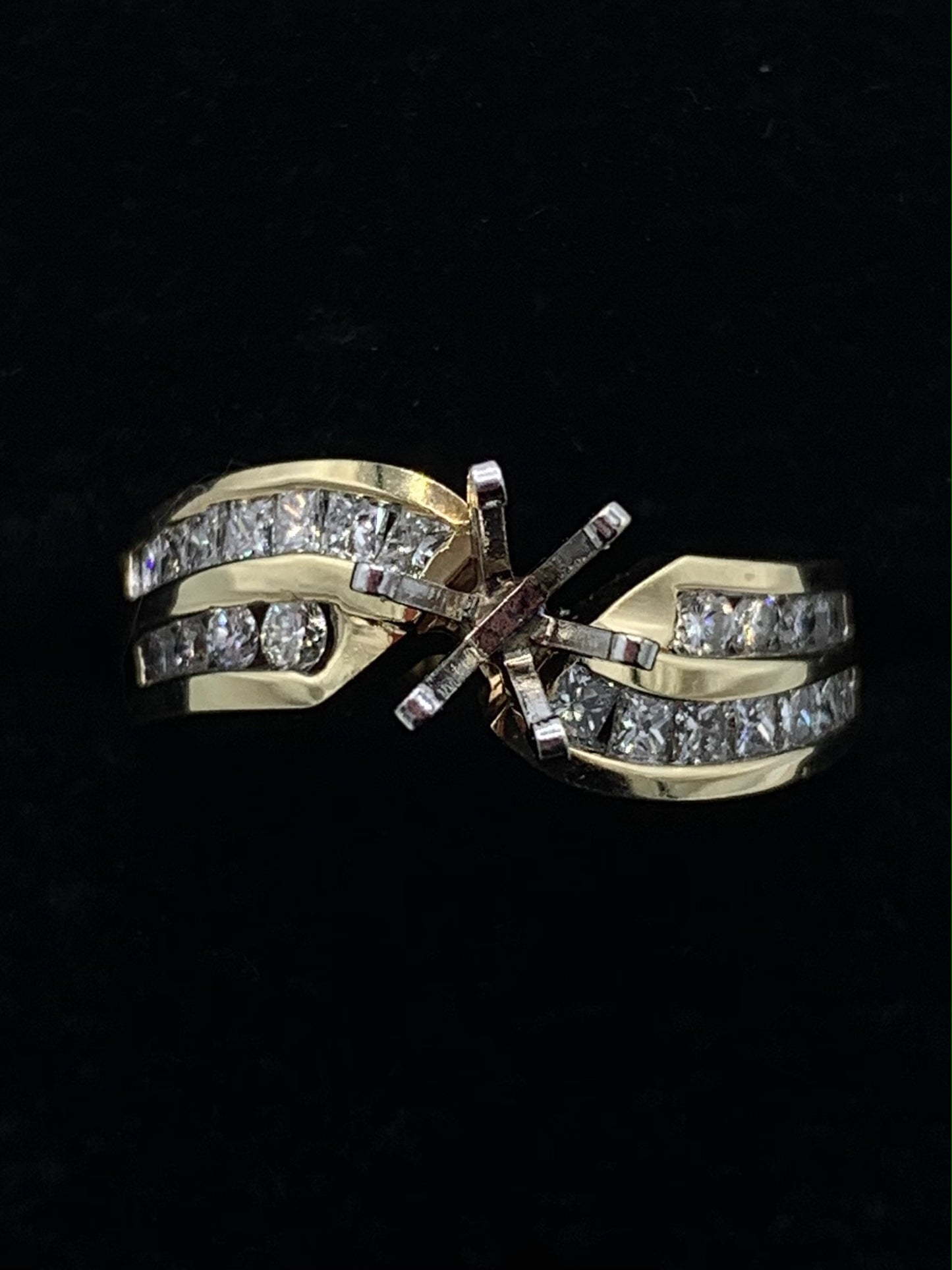 1 TCW Princess and Round Diamond Semi-Mount Wedding or Anniversary Band