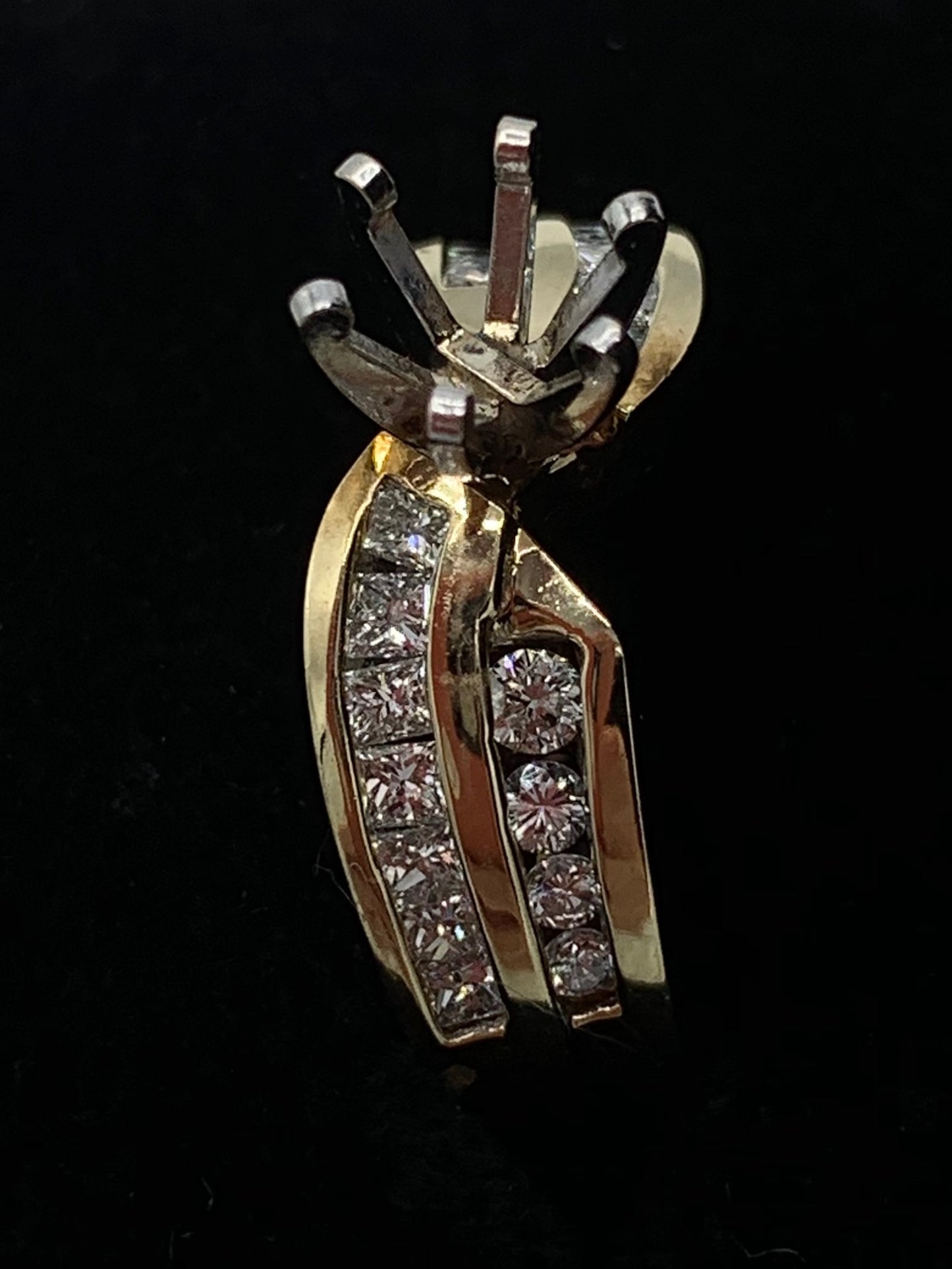 1 TCW Princess and Round Diamond Semi-Mount Wedding or Anniversary Band