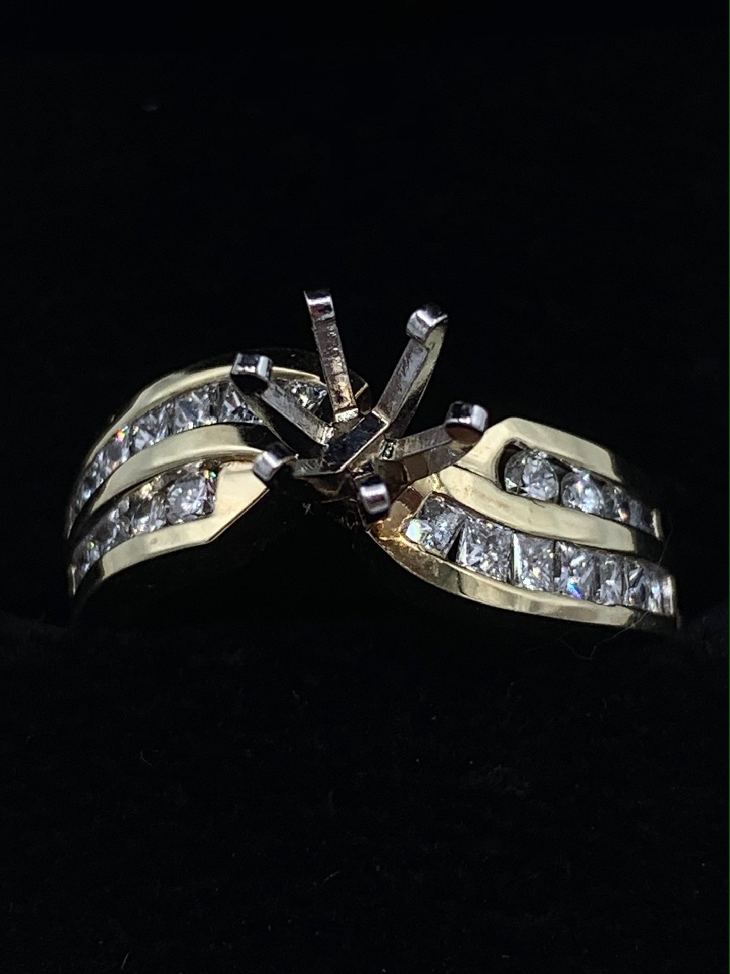 1 TCW Princess and Round Diamond Semi-Mount Wedding or Anniversary Band