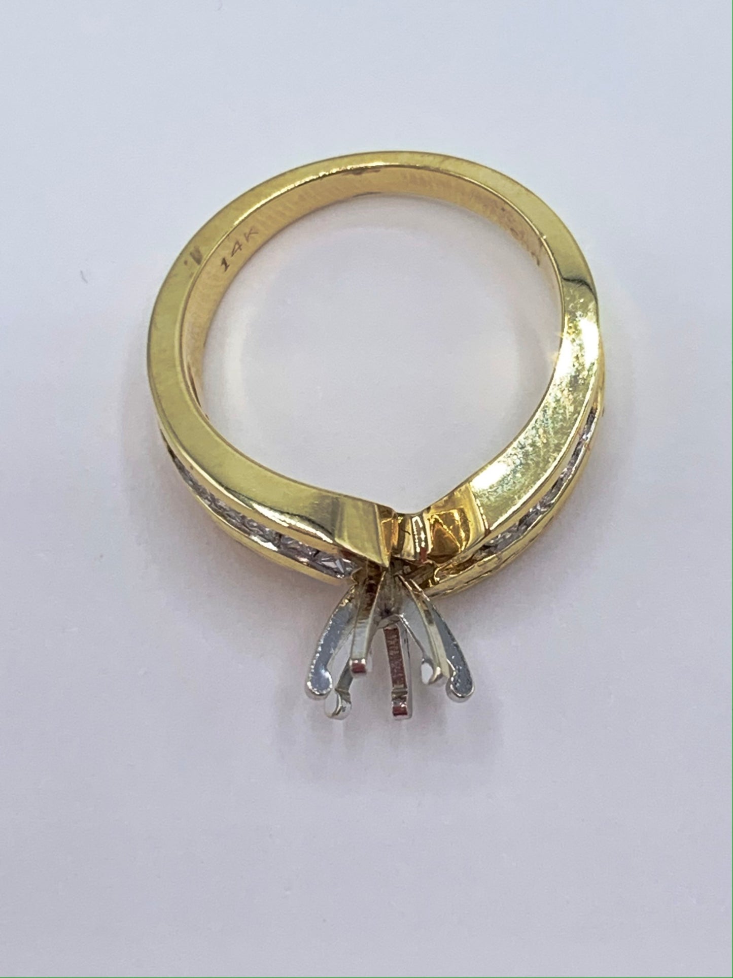 1 TCW Princess and Round Diamond Semi-Mount Wedding or Anniversary Band