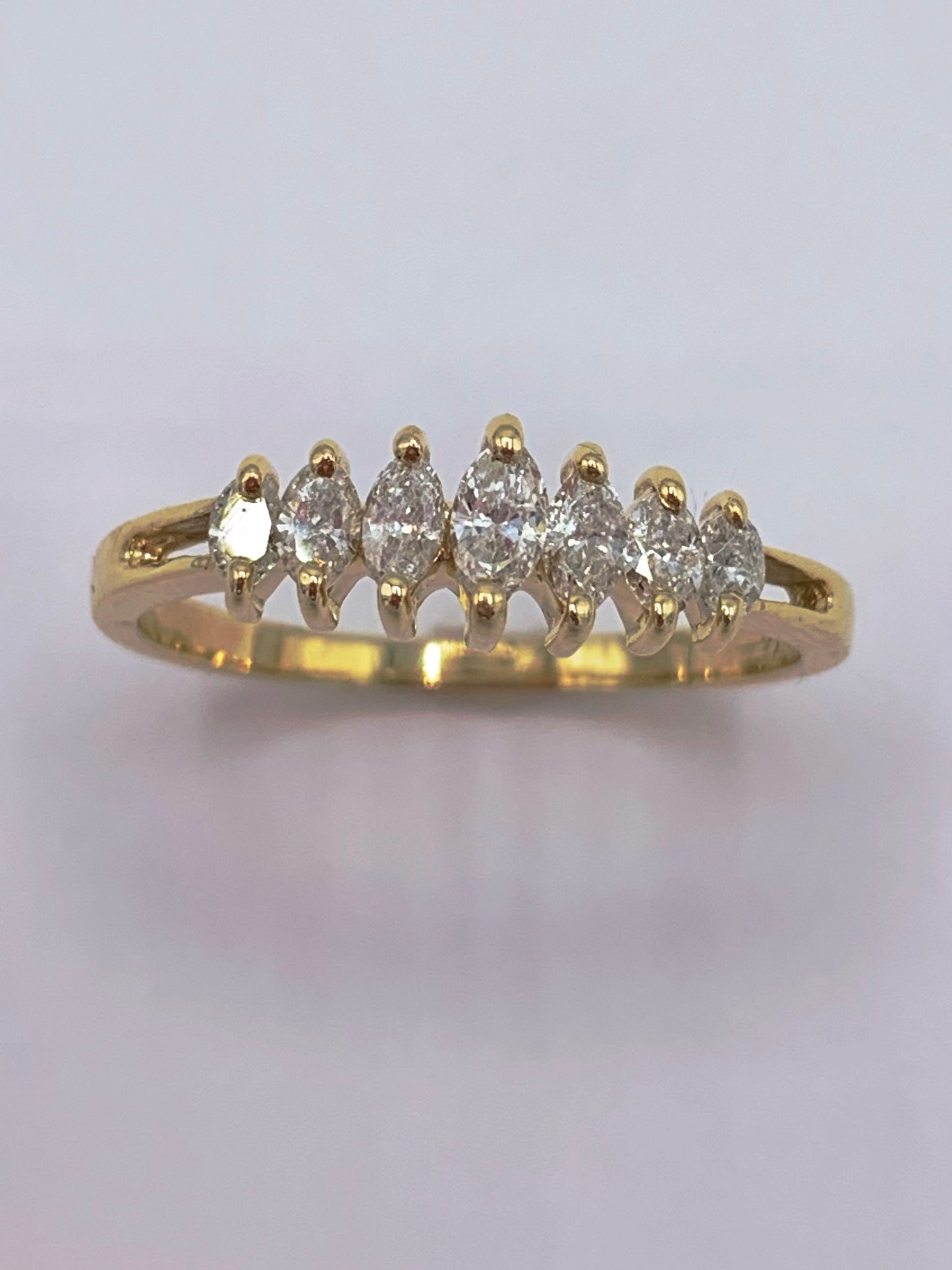 Estate 14K Yellow Gold .50 TCW Marquise Diamond Wedding Band