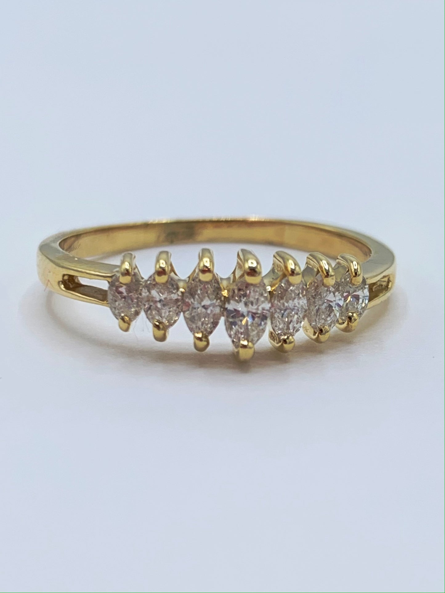 Estate 14K Yellow Gold .50 TCW Marquise Diamond Wedding Band