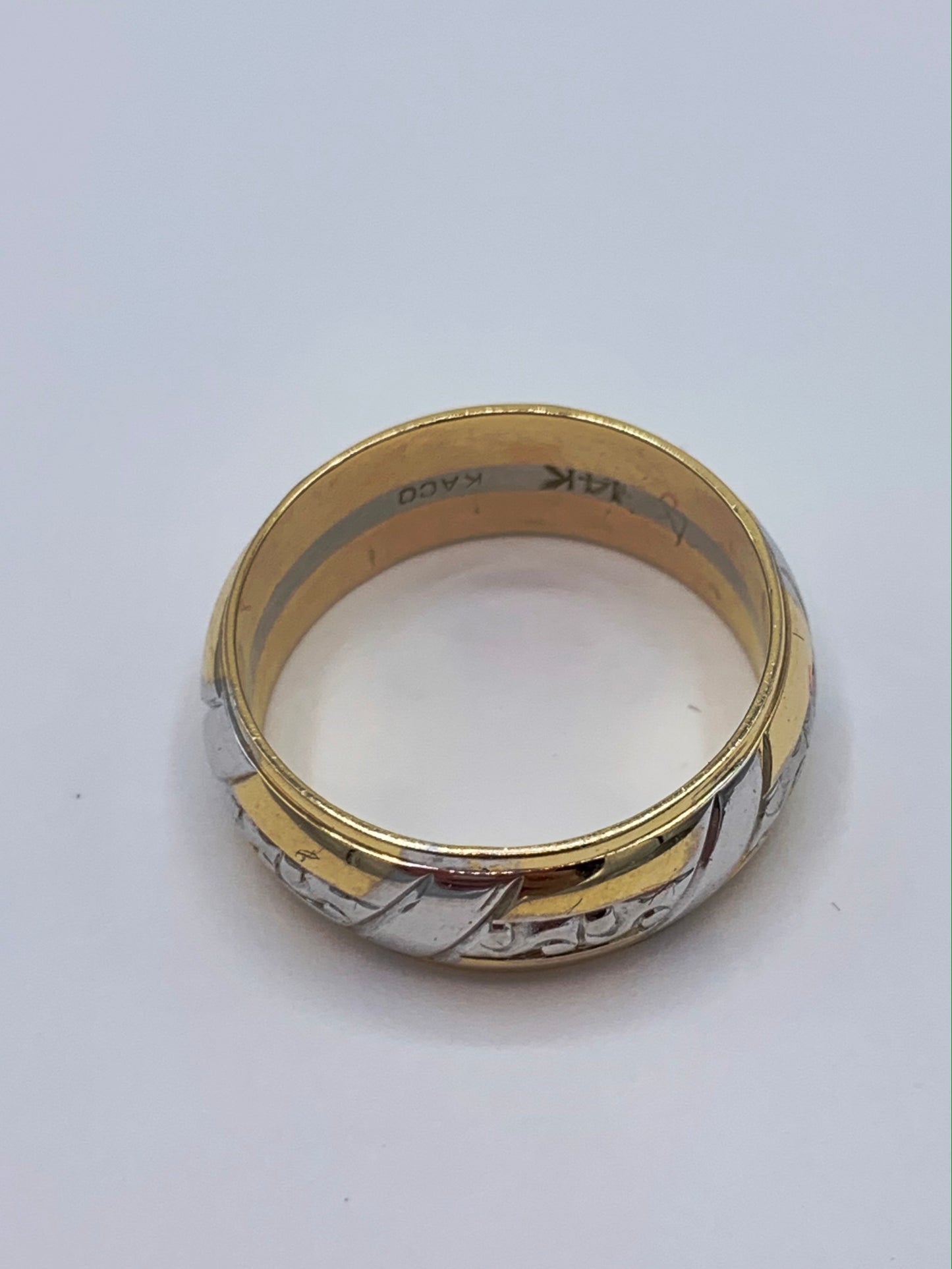 Estate 14K Yellow and White Gold 8mm Wedding Band