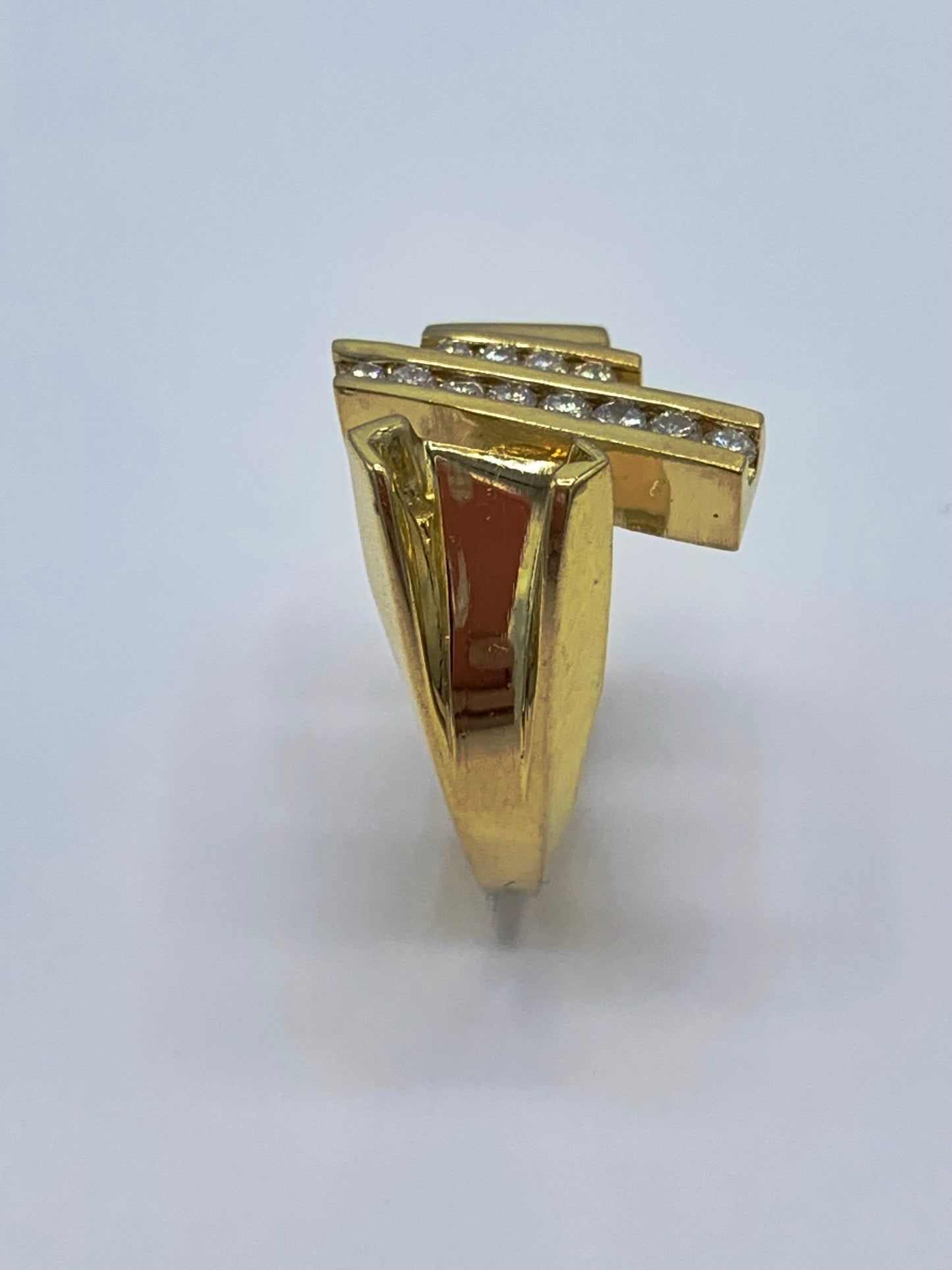 18K Yellow Gold .33 TCW Princess and Round Diamond Semi-Mount Wedding Ring