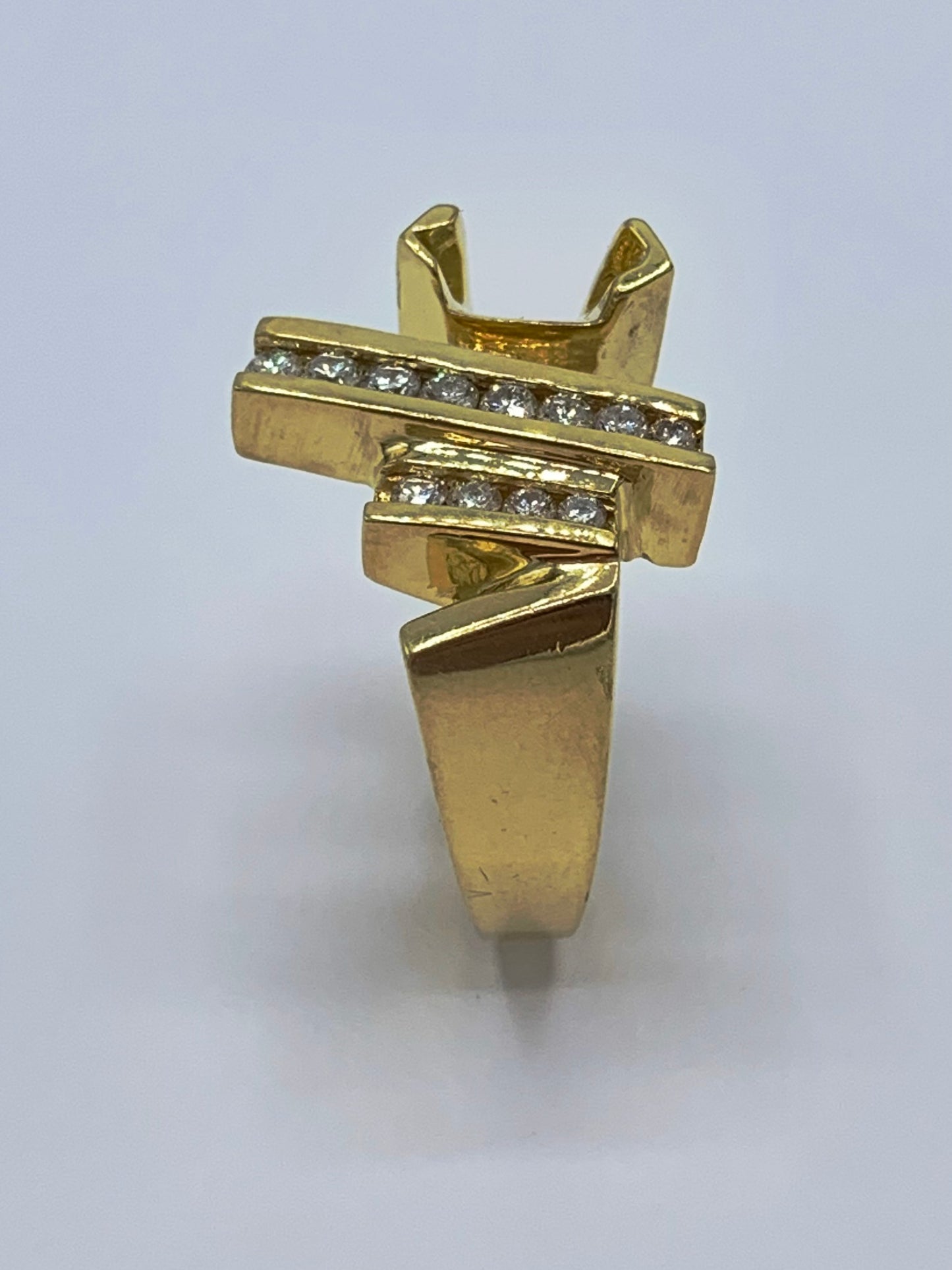 18K Yellow Gold .33 TCW Princess and Round Diamond Semi-Mount Wedding Ring