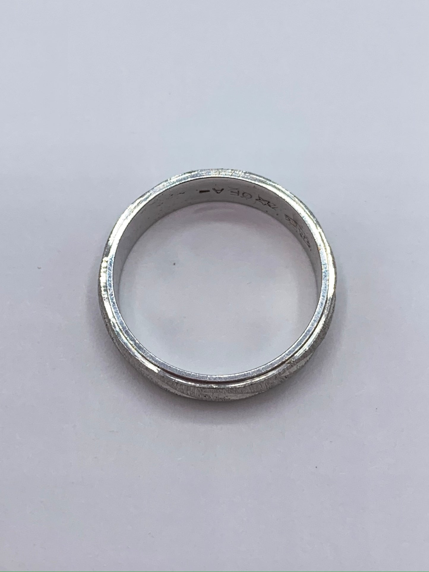 Estate 14K White Gold 5mm Wedding Band Machine Cut and Wheel Finish Design