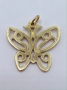 Estate 14K Yellow Gold Butterfly Pendant