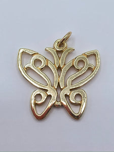 Estate 14K Yellow Gold Butterfly Pendant