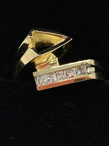 14K Yellow Gold Semi-Mount .33 TCW Princess Cut Ring