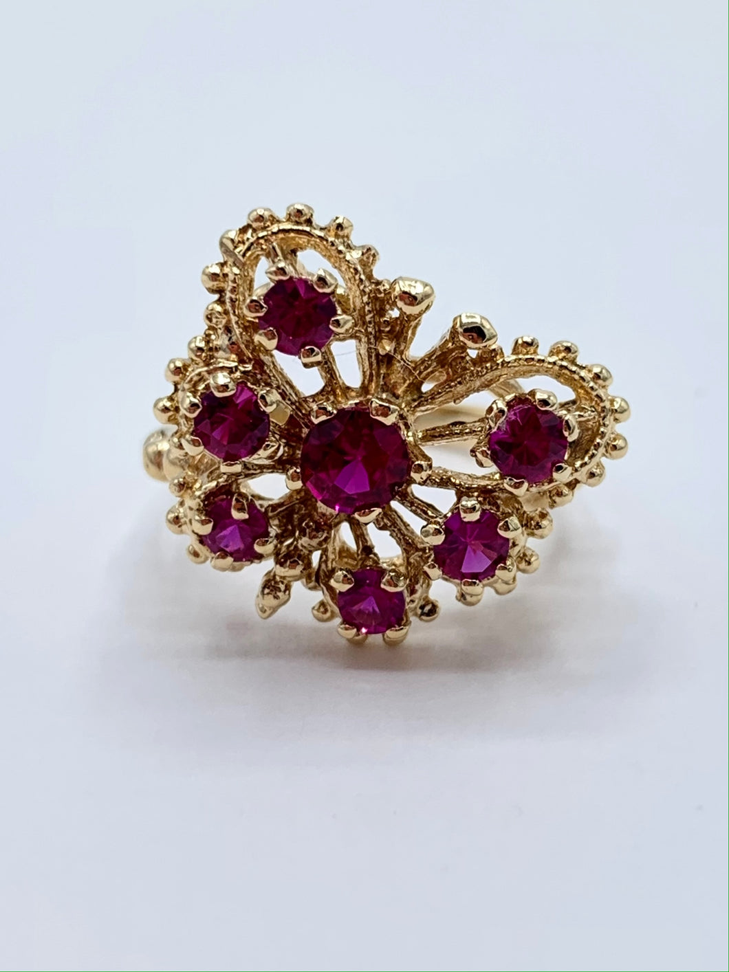 Estate 14K Yellow Gold Ruby Butterfly Ring