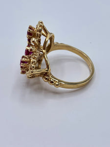 Estate 14K Yellow Gold Ruby Butterfly Ring