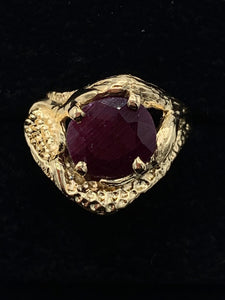 Estate 14K Yellow Gold Oval Genuine Ruby Ring