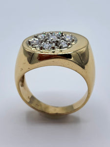 14K Yellow Gold Men's Diamond Cluster Pinky Ring