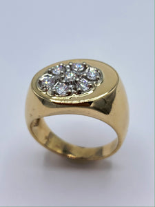 14K Yellow Gold Men's Diamond Cluster Pinky Ring