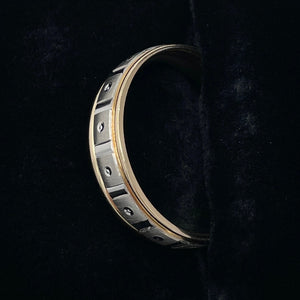 14K Yellow and White Gold Comfort Fit Wedding Band with Machine Wheel Finish
