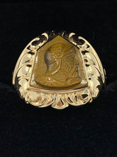 Load image into Gallery viewer, Estate 10K Yellow Gold Greek Tiger Eye Cameo

