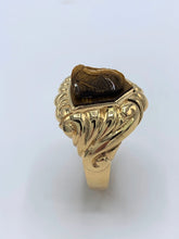 Load image into Gallery viewer, Estate 10K Yellow Gold Greek Tiger Eye Cameo
