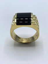 Load image into Gallery viewer, Estate 14K Yellow Gold Black Onyx Inlay Ring
