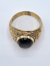 Load image into Gallery viewer, Estate 14K Yellow Gold Genuine Black Star Sapphire Eagle Ring
