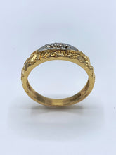 Load image into Gallery viewer, Estate 14K Yellow Gold 3 Diamond Nugget Wedding Band
