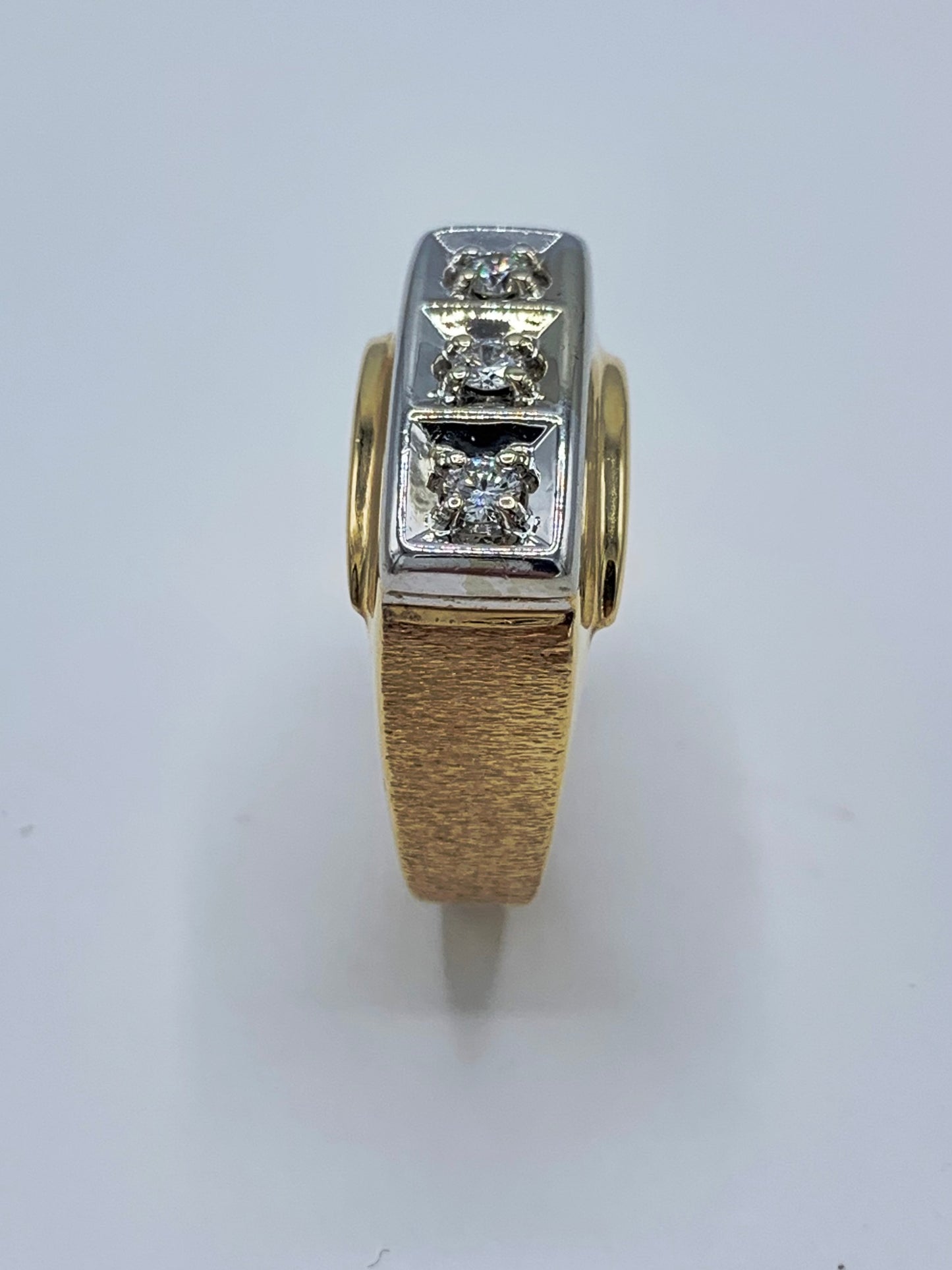 Estate 10K Yellow Gold Three Diamond Band