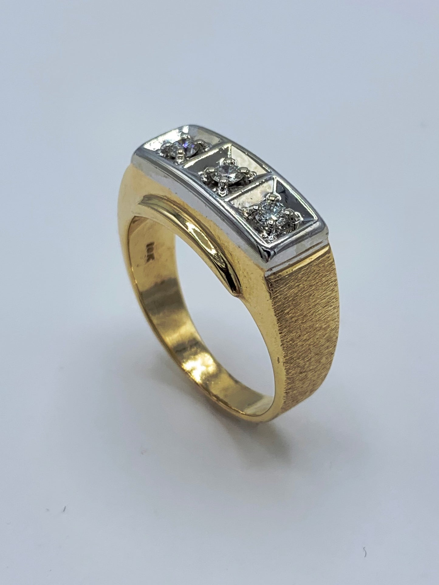 Estate 10K Yellow Gold Three Diamond Band