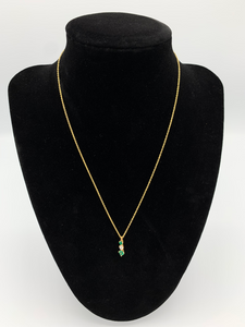 14K Yellow Gold Chatham Emerald and Diamond Necklace
