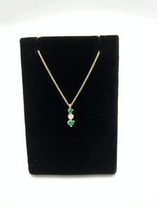 14K Yellow Gold Chatham Emerald and Diamond Necklace