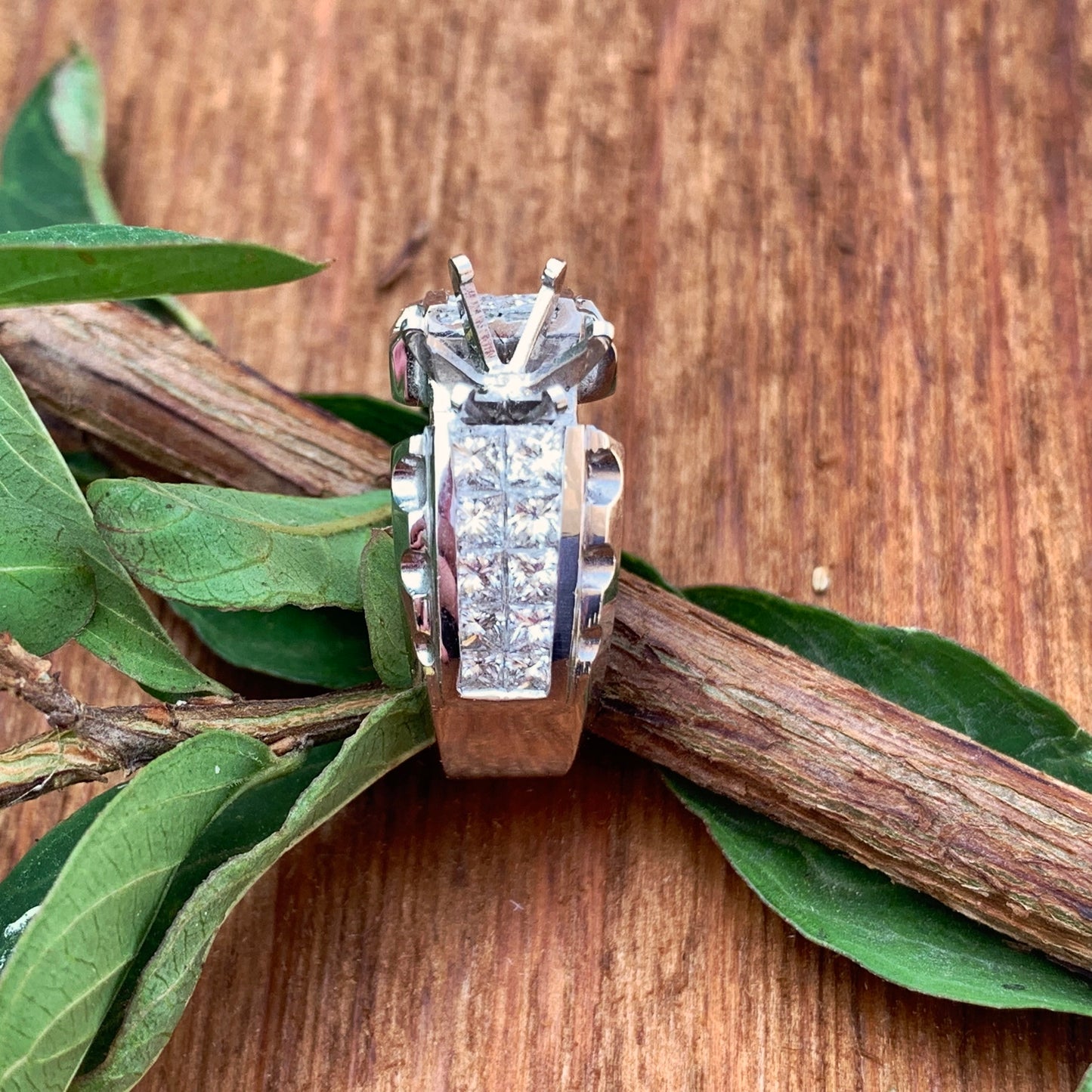 1.49 Ct. Princess Cut Semi-Mount Engagement Ring 18K White Gold