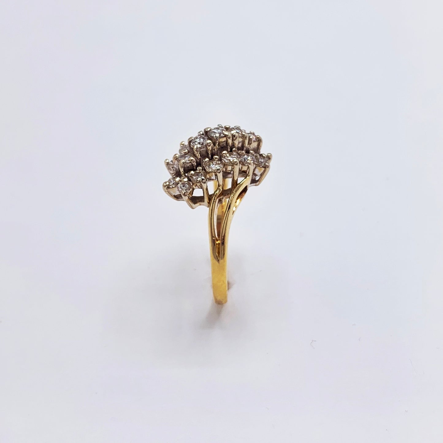 14K Yellow Gold 1 Carat Diamond Waterfall Ring