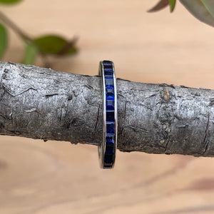 14K White Gold Synthetic Blue Sapphire Eternity Ring