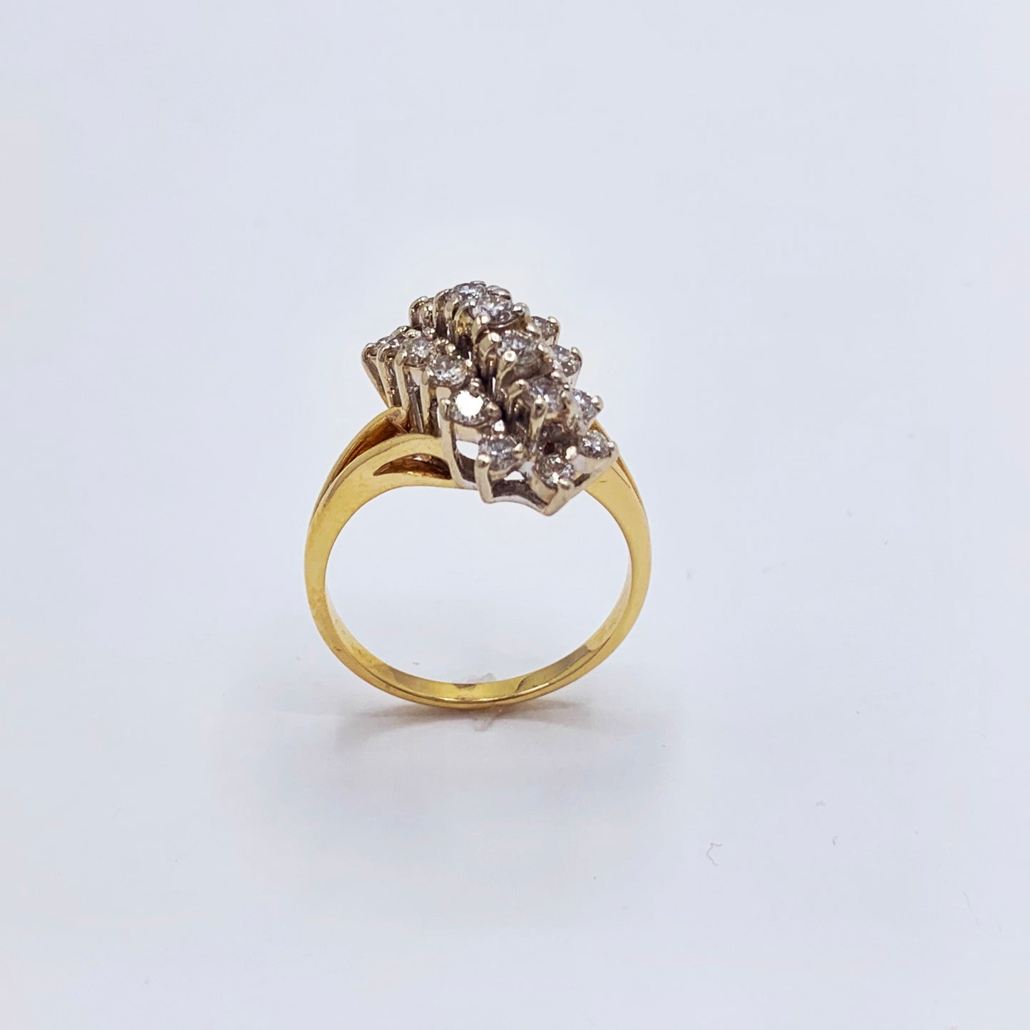 14K Yellow Gold 1 Carat Diamond Waterfall Ring