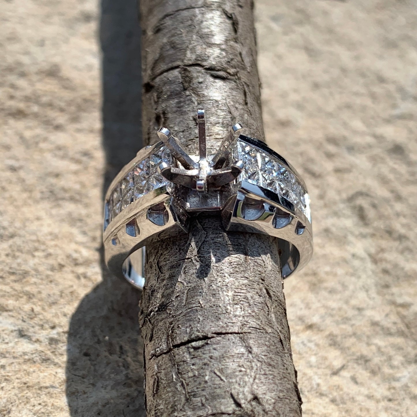 1.49 Ct. Princess Cut Semi-Mount Engagement Ring 18K White Gold