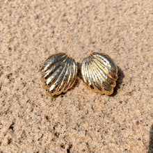 Load image into Gallery viewer, 14K Yellow Gold Hammered Shell Earrings
