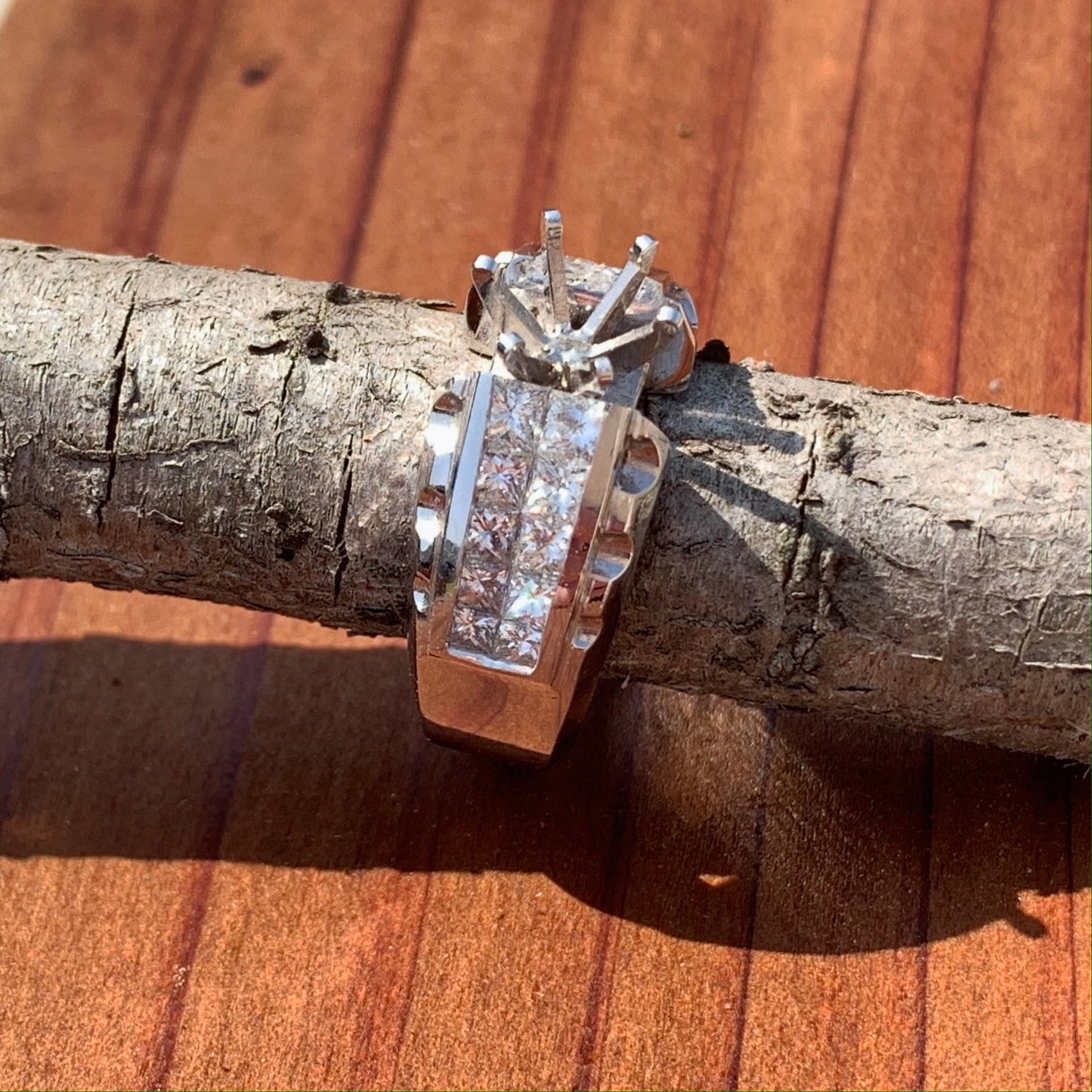 1.49 Ct. Princess Cut Semi-Mount Engagement Ring 18K White Gold