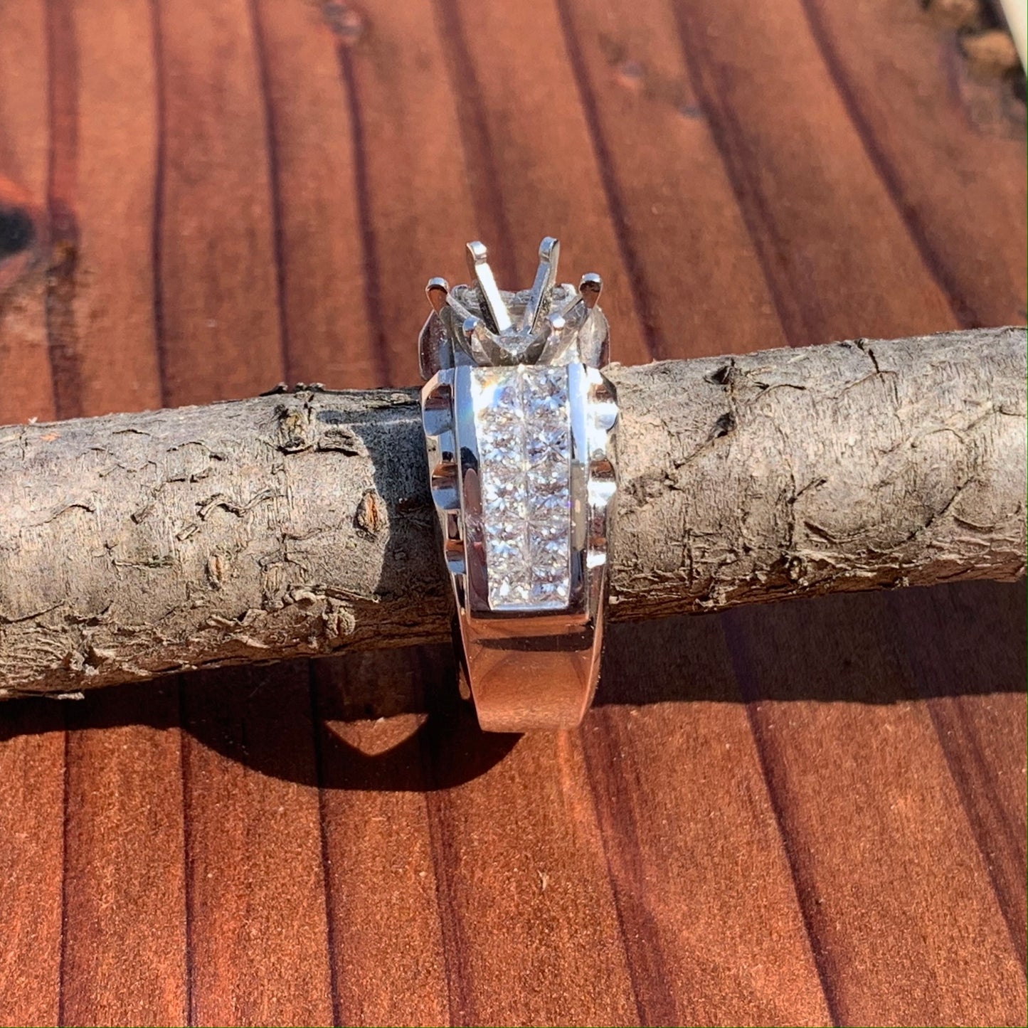 1.49 Ct. Princess Cut Semi-Mount Engagement Ring 18K White Gold