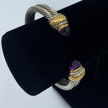 Load image into Gallery viewer, 14K Yellow Gold and Sterling Silver Amethyst Spring Bracelet by Garden Cable of New York
