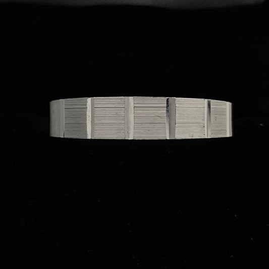 14K White Gold Ultra-Modern Design Tapered Wedding Band