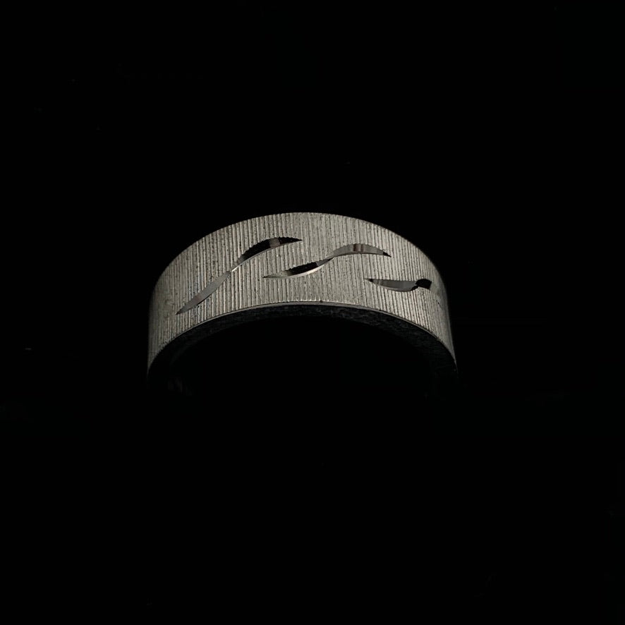 14K White Gold Modern S-Wave Design Wedding Band