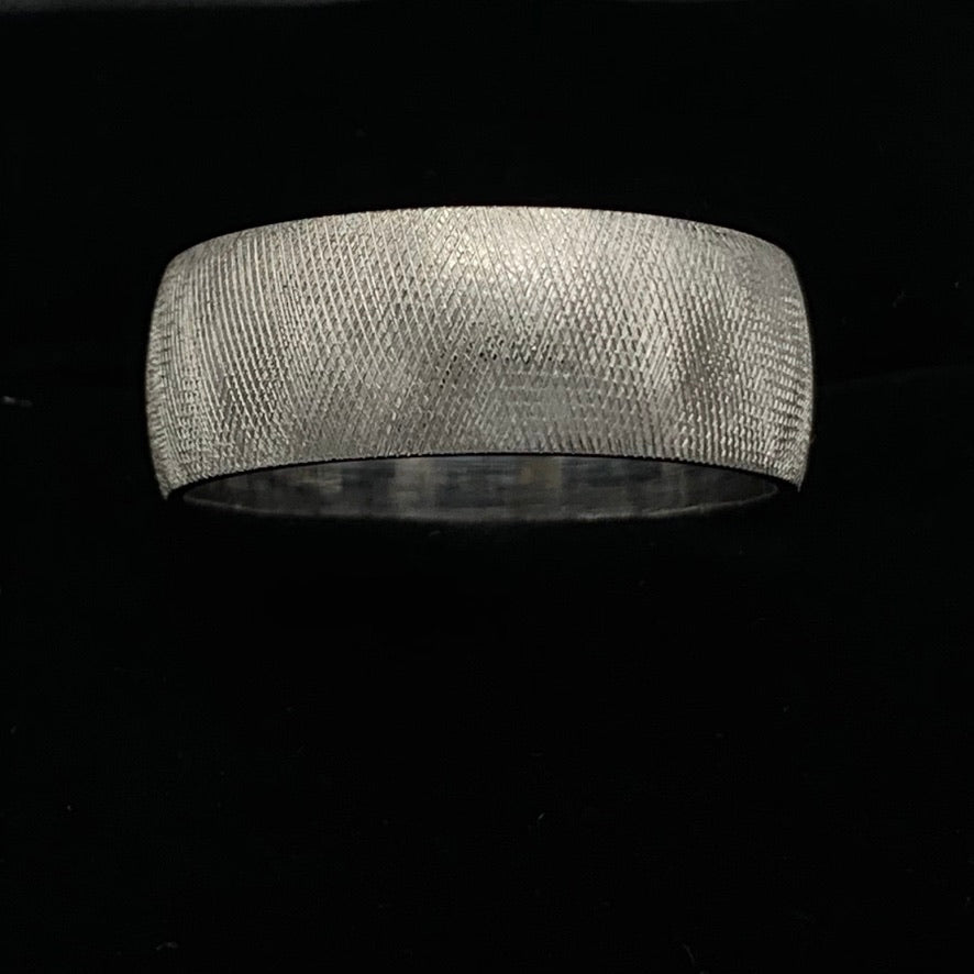14K White Gold 8mm 1/2 Round Florentine Design Wedding Ring