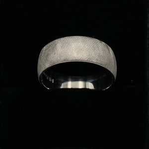 14K White Gold 8mm 1/2 Round Florentine Design Wedding Ring