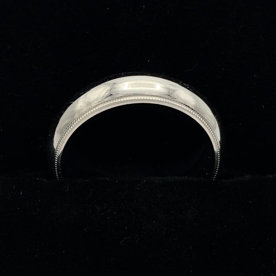 5.5mm Milgrain Edge 1/2 Round Wedding Band 14K White