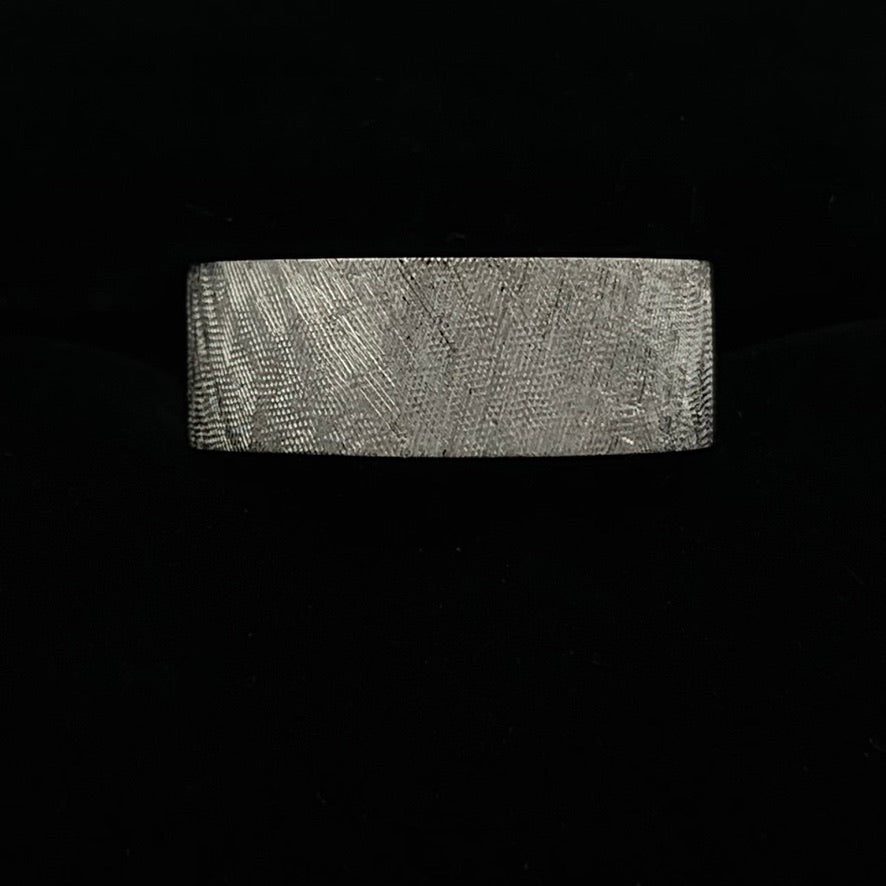 14K White Gold 6.5mm Florentine Design Flat Style Wedding Band