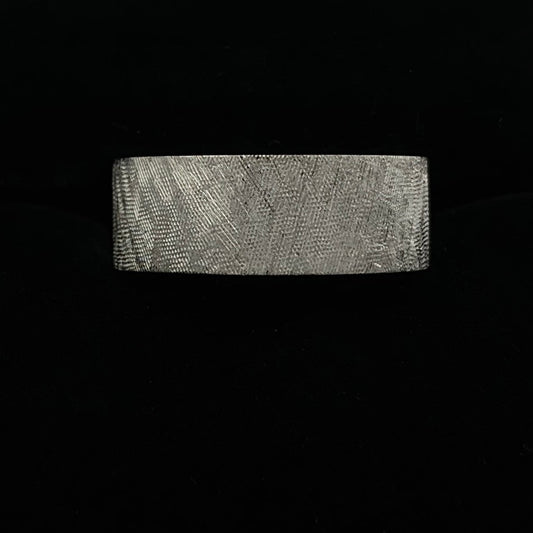 14K White Gold 6.5mm Florentine Design Flat Style Wedding Band