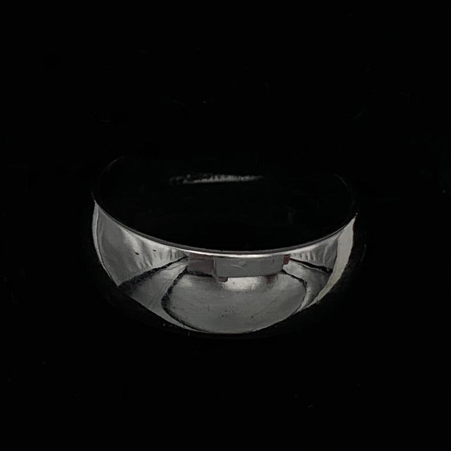 14K White Gold 7mm Bright Polish 1/2 Round Wedding Band