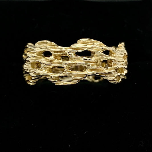 14K Yellow Gold 8.5mm Free Form Wedding Band