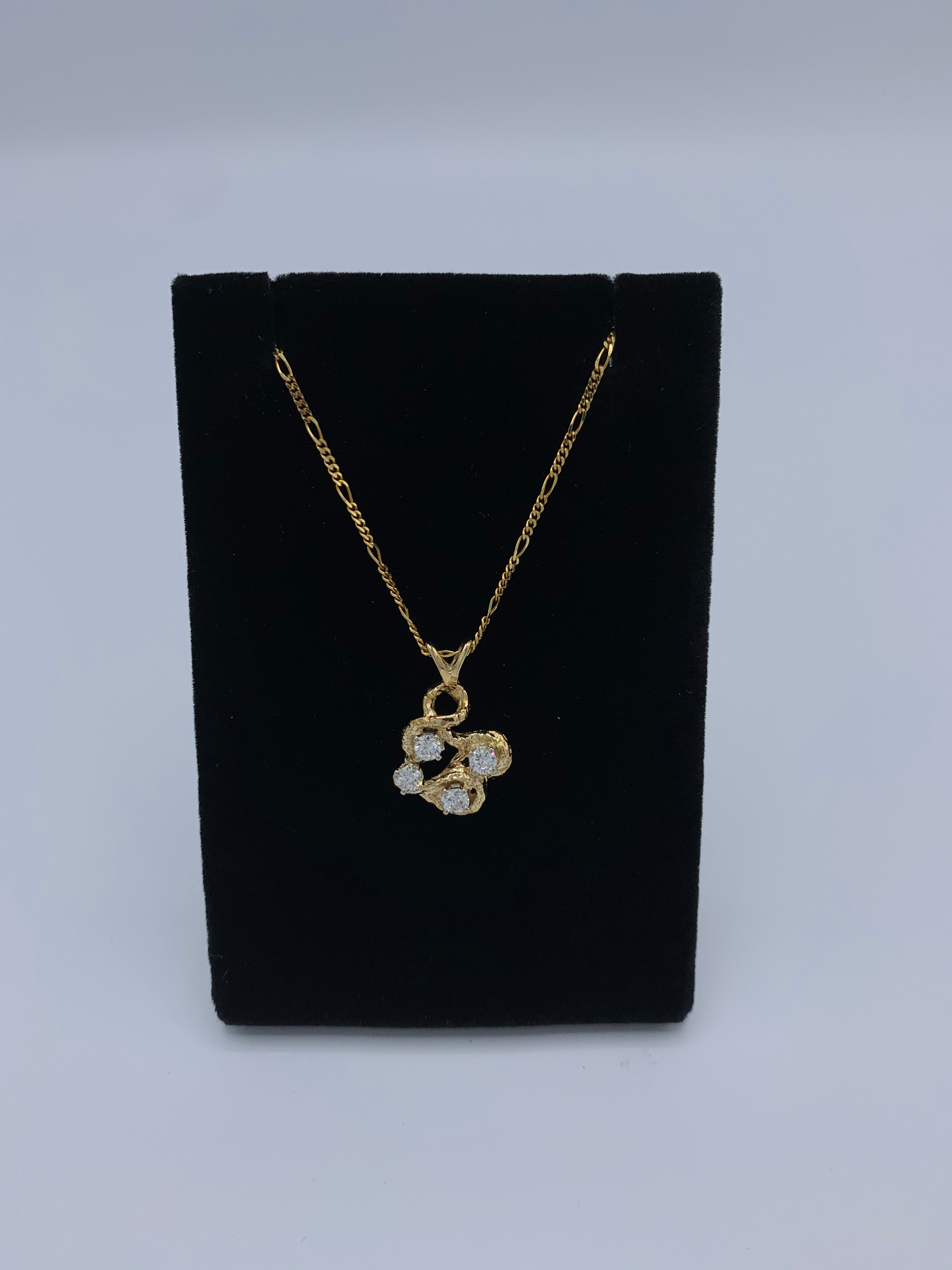 14K Yellow Gold Free Form Diamond Necklace