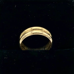 14K Yellow Gold 6mm Double 1/2 Round Design Wedding Band